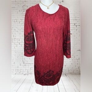 Tacera Red and Black Long Sleeve Dress